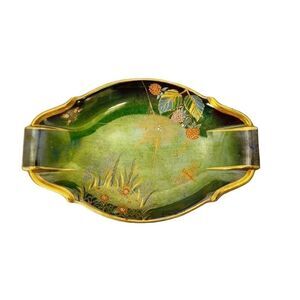 Rare Carlton Ware 'Spider's Web' Vert Royale Green Oval Tray c1950 Art Deco